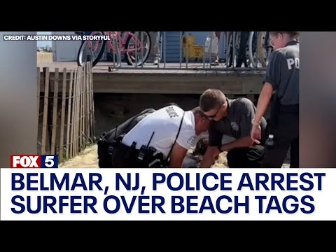 Belmar, NJ, police arrest surfer over beach tags: reports | FULL VIDEO