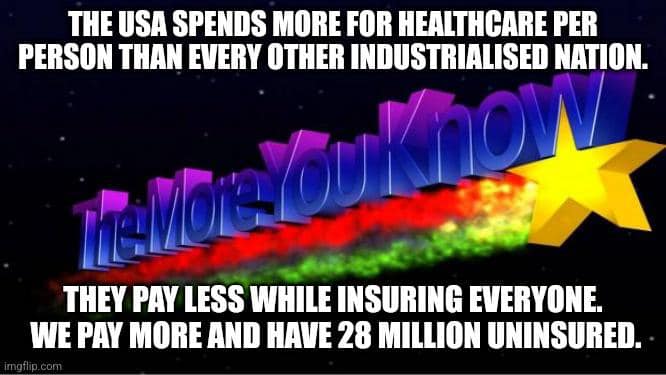 It's true. 10-16-2023 the usa pays the most for healthcare out of industrialized nations but gets the least out of it dank memes