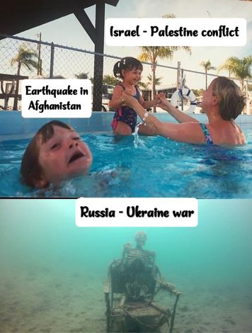 It does look that way. 10-17-2023 israel palestine conflict earthquake in afghanistan russia ukraine war drowning dank memes