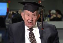 an old man in a suit and tie “I’ve had many ceremonies throughout my life, fortunately, to celebrate many occasions, but this has to be the tops,” Milton said to Fox 5 DC. 100-year-old WWII veteran finally receives college diploma nearly 60 years after graduation