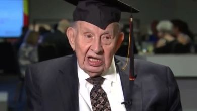 an old man in a suit and tie “I’ve had many ceremonies throughout my life, fortunately, to celebrate many occasions, but this has to be the tops,” Milton said to Fox 5 DC. 100-year-old WWII veteran finally receives college diploma nearly 60 years after graduation