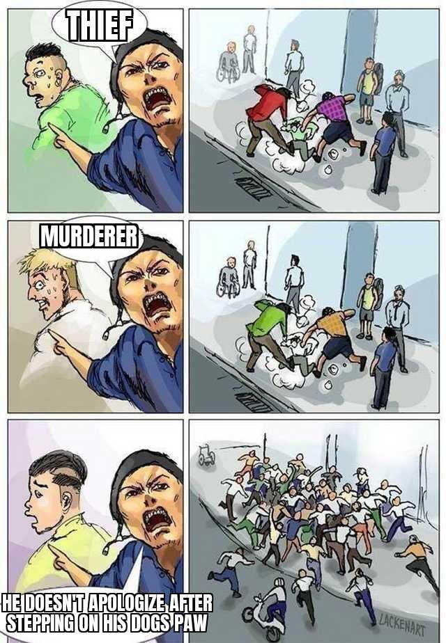 Only a monster wouldn't apologize for it! 3-22-2025 not a thief or murderer but he doesnt apologize after stepping on his dogs paw what a monster dank memes