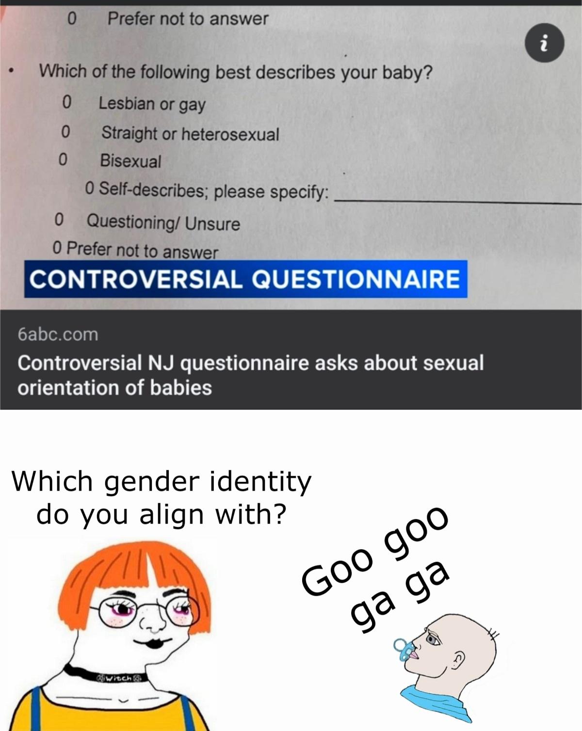 This is a very weird and inappropriate thing to be asked about your innocent baby. 3-23-2025 controversial nj new jersey questionnaire asks about sexual oritentation of babies