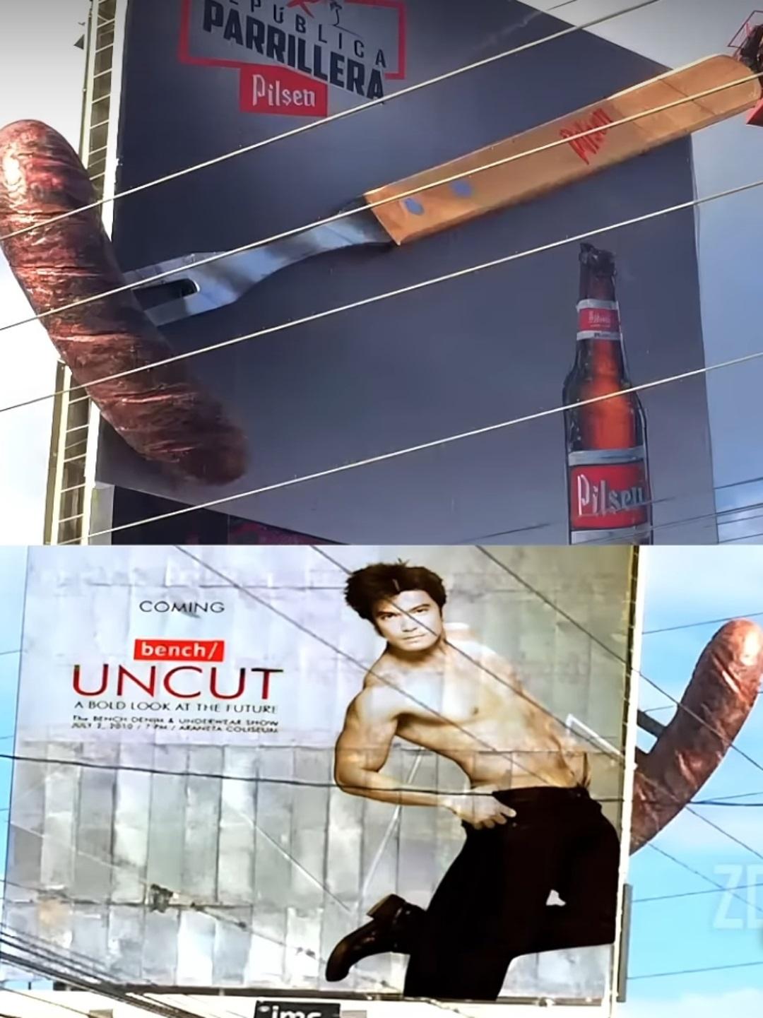 This looks intentional. 3-24-2025 sausage billboard man one behind it this is getting out of hand dank memes This looks like it was done intentionally.