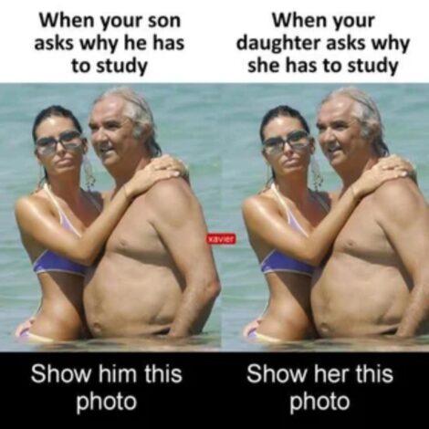 The photo works for both a son or a daughter 4-07-2025 when your son or daughter asks why they have to study show them this photo when life gives you choices dank memes