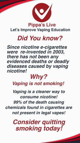 Twitter/X @LivePippas urging cigarette smokers to switch to nicotine vaping for their own health