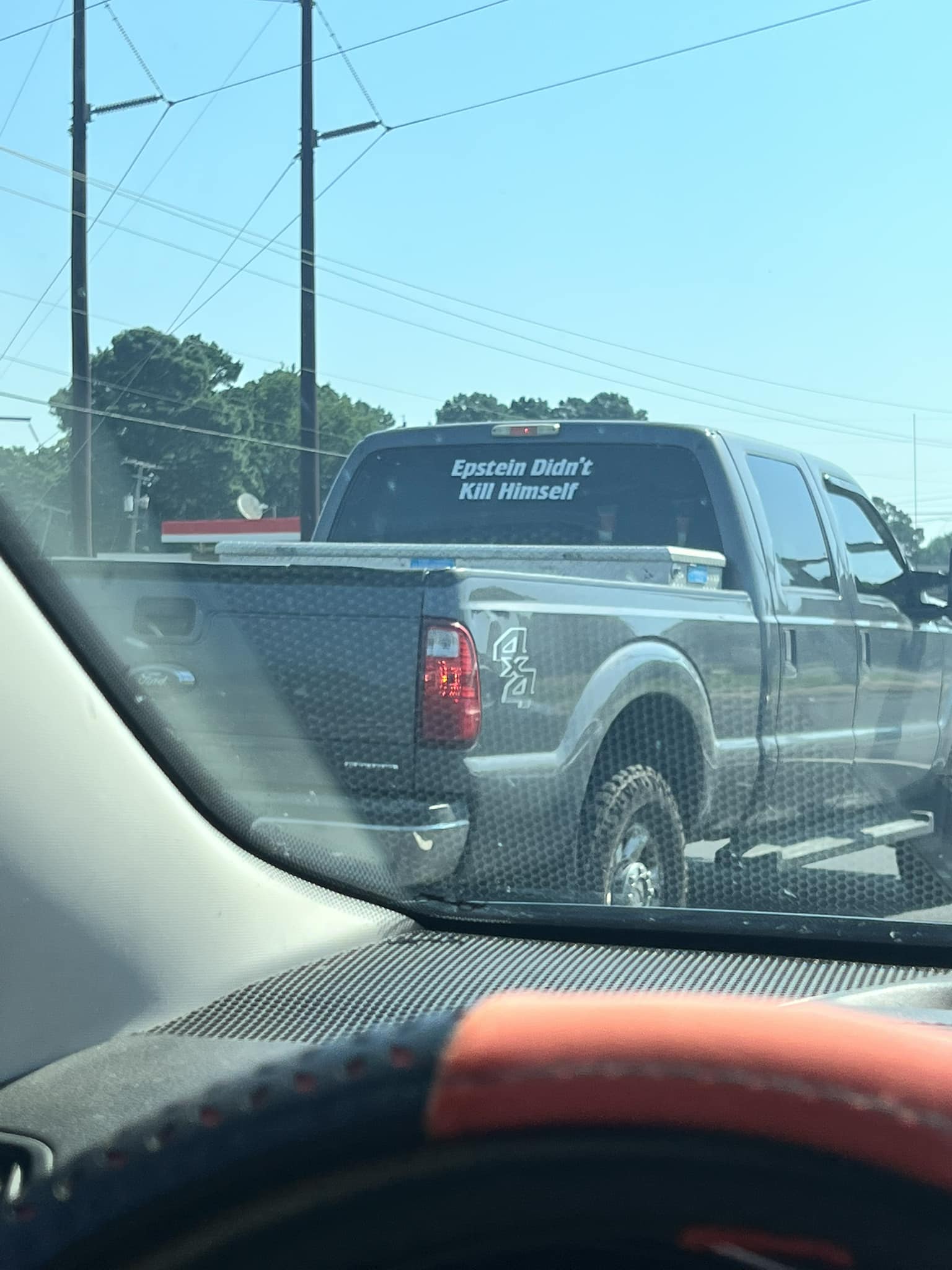 This truck owner knew what they were talking about when they slapped on that decal sticker! 8-12-2023 epstein didnt kill himself on back truck window dank memes