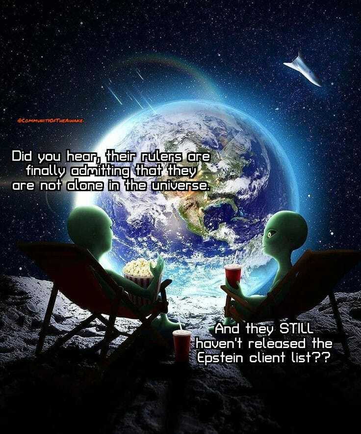 The aliens make a good point here. humans admit they arent alone in the universe but still havent released the epstein client list dank memes