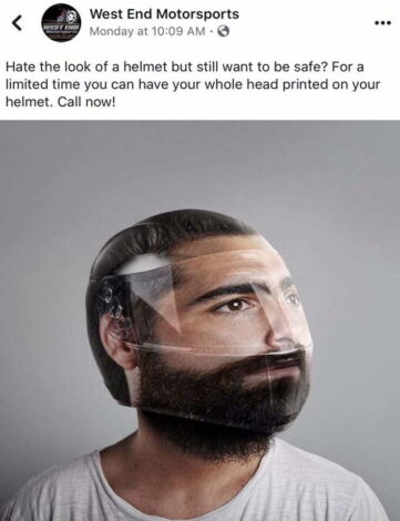 8-21-2023 have your whole head printed on your helmet limited time offer dank memes. Looks just like a real face!