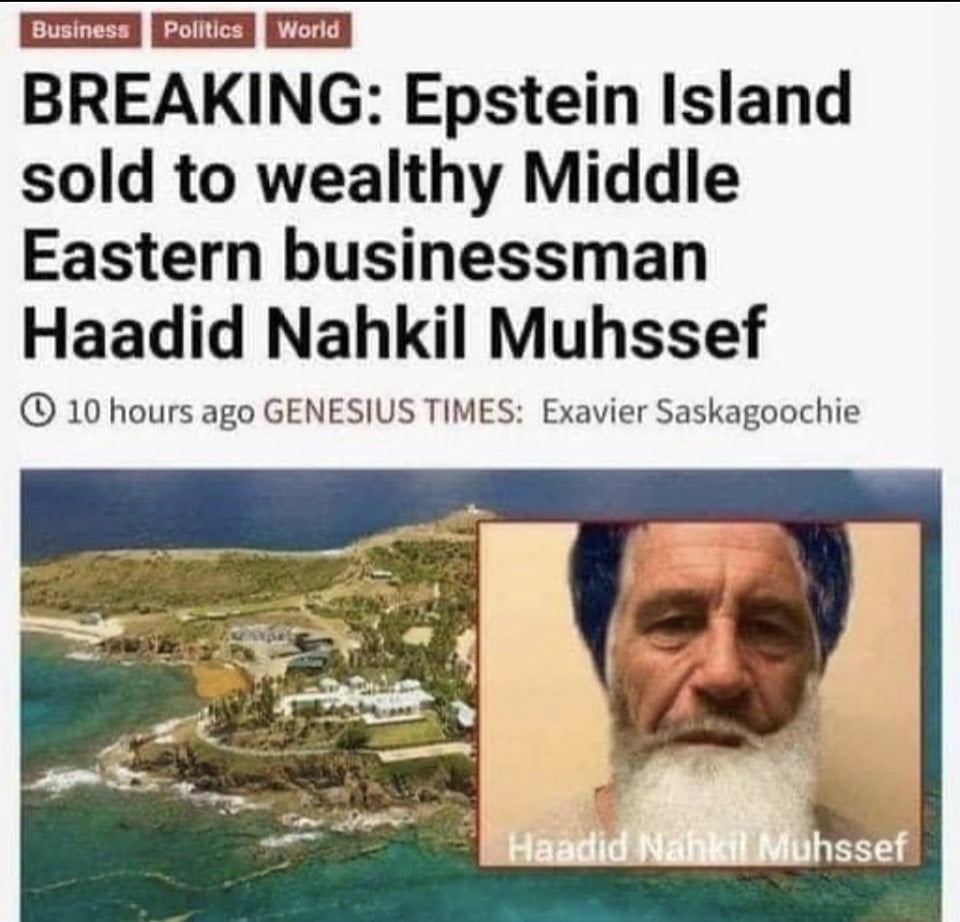 epstein island sold to wealthy middle eastern business man satire dank memes