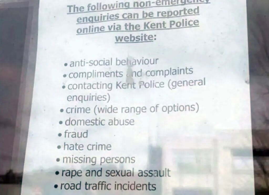 A poster released by Kent Police in the United Kingdom included