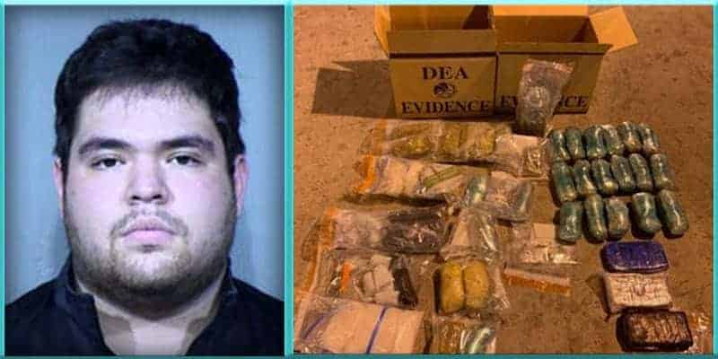 Arizona Man Arrested, 137,000 Fentanyl Pills, 38 Pounds of Meth, 9 Weapons, Lots of Ammo Seized