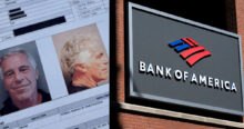 A split image showing Jeffrey Epstein's mugshot and the Bank of America logo. The Bank of America settlement with Epstein abuse survivors is a step toward justice for victims.