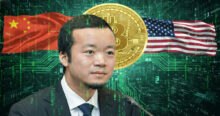 Composite image relating to China alleging the U.S. hacked and seized $15 billion in Bitcoin from Chen Zhi. Features Chen Zhi, a bitcoin graphic, and the flags of China and the United States, referencing the U.S.-China cyber relations.