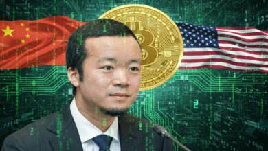 Composite image relating to China alleging the U.S. hacked and seized $15 billion in Bitcoin from Chen Zhi. Features Chen Zhi, a bitcoin graphic, and the flags of China and the United States, referencing the U.S.-China cyber relations.