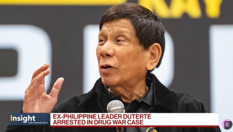 Former Philippine President Rodrigo Duterte Arrested on ICC Warrant Over Drug Killings Former Philippines President Rodrigo Duterte has been arrested by the International Criminal Court (ICC). (Bloomberg Television/YouTube)