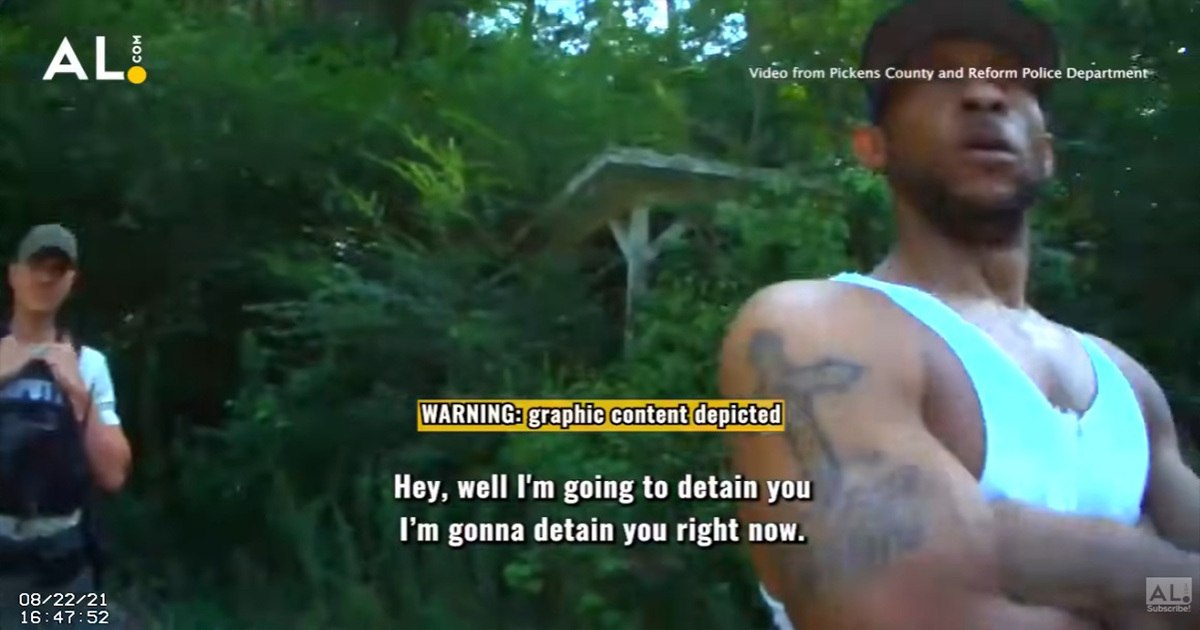 Bodycam still of Michael Broady during the Reform, Alabama, encounter that ended in his death and later fed the Broady v. Herd lawsuit.