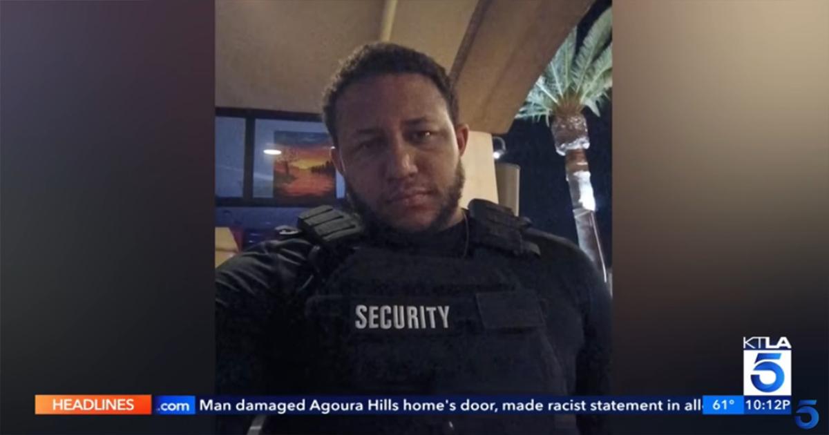 25-year-old bouncer Jaiden Perkins in security attire. (KTLA 5/YouTube)