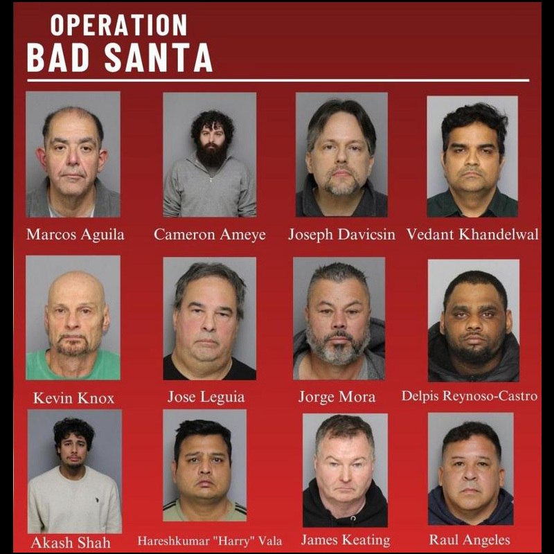Mugshots of 12 men charged in Middlesex County Operation Bad Santa by The AEGIS Alliance.