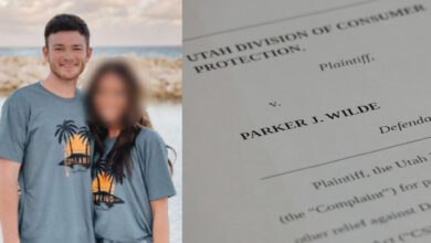 Image shows Parker Wilde, central figure in the Utah eCommerce fraud case involving Amazon FBA, alongside court documents from the Utah Division of Consumer Protection. The document names "Parker J. Wilde" as the defendant.