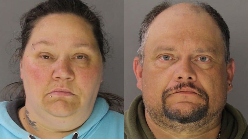 a close up of a man and a woman Pennsylvania father, his girlfriend allegedly shackled 12-year-old to furniture and starved her to death