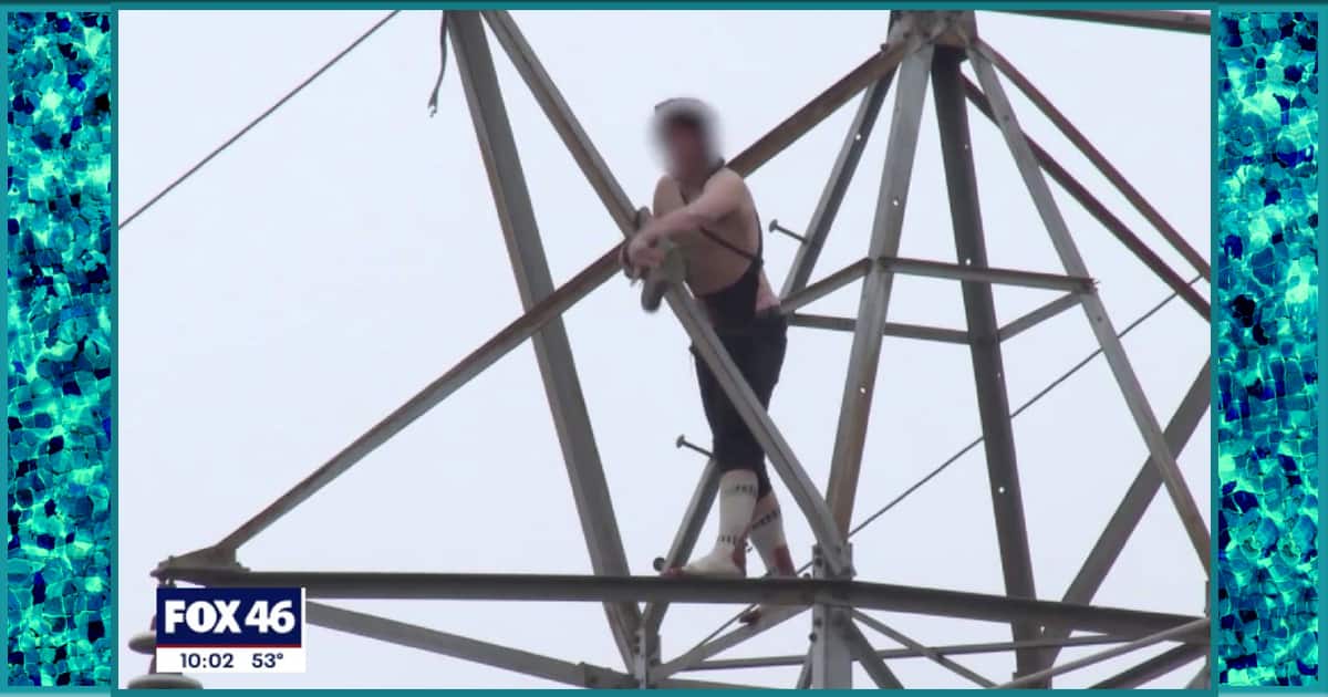Shirtless man climbs Charlotte electrical tower, leads to power outage for 20,000 people