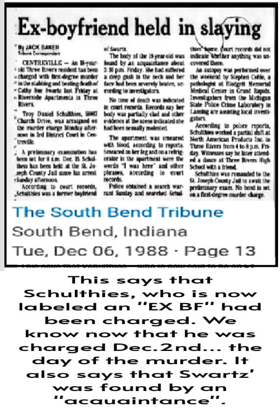 The South Bend Tribune report from December 6, 1988.