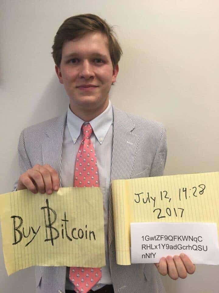 buy bitcoin sign guy