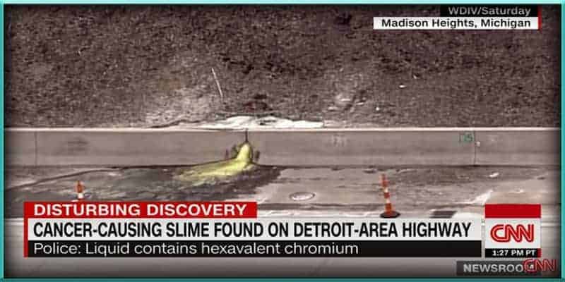 Cancer-Causing Green Slime Oozed onto Detroit Suburb Highway