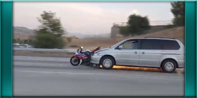 Corona, California Minivan Driver Struck Motorcyclist, Drags Bike in Front of Van at High Speeds (Video)