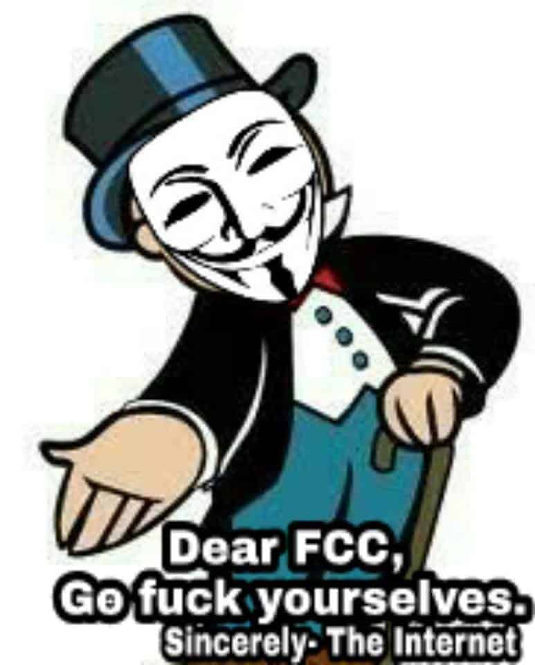 Message to the FCC from the Internet anonymous says go fuck yourself Ajit Pai DOXED DOXXED