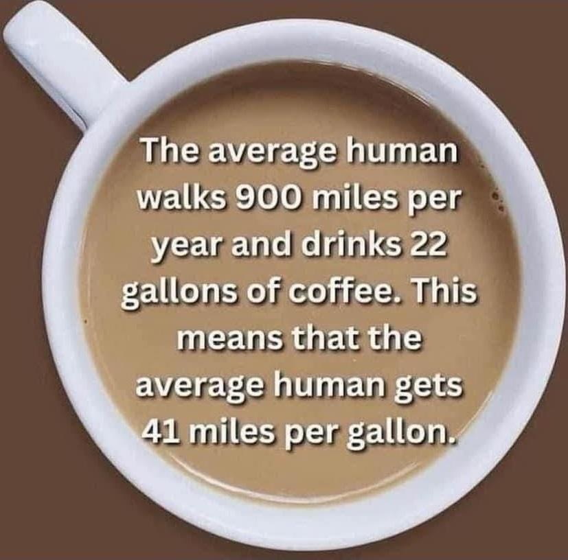 Humans powered by coffee humans get 41 miles per gallon on average dank memes