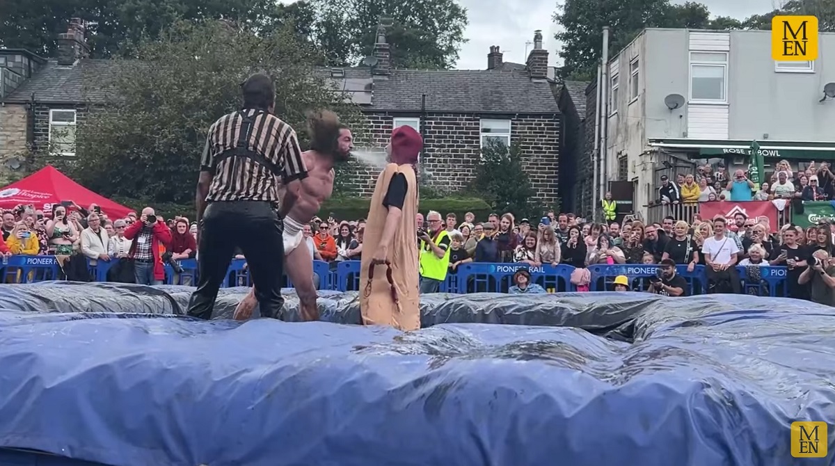 Hundreds gather together to witness the world gravy wrestling championships at UK pub! Best of the World Gravy Wrestling Championships 2024