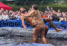 Hundreds gather together to witness the world gravy wrestling championships at UK pub! Best of the World Gravy Wrestling Championships 2024