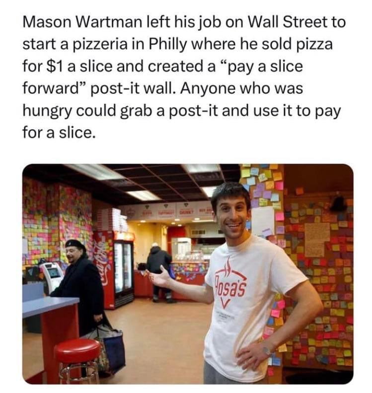 mason wartman pizzeria he left wallstreet a one dollar a slice post it notes anyone who was hungry