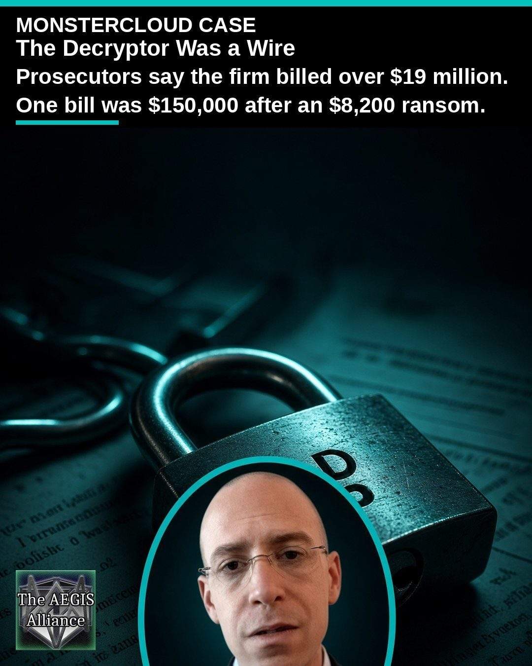 Social image on the MonsterCloud decryptor charges Social graphic stating MonsterCloud clients were billed over 19 million dollars for a decryptor