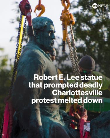 A statue of Confederate General Robert E. Lee that was a focal point of a deadly white nationalist protest in 2017 has been melted down and will be repurposed into new works of art.