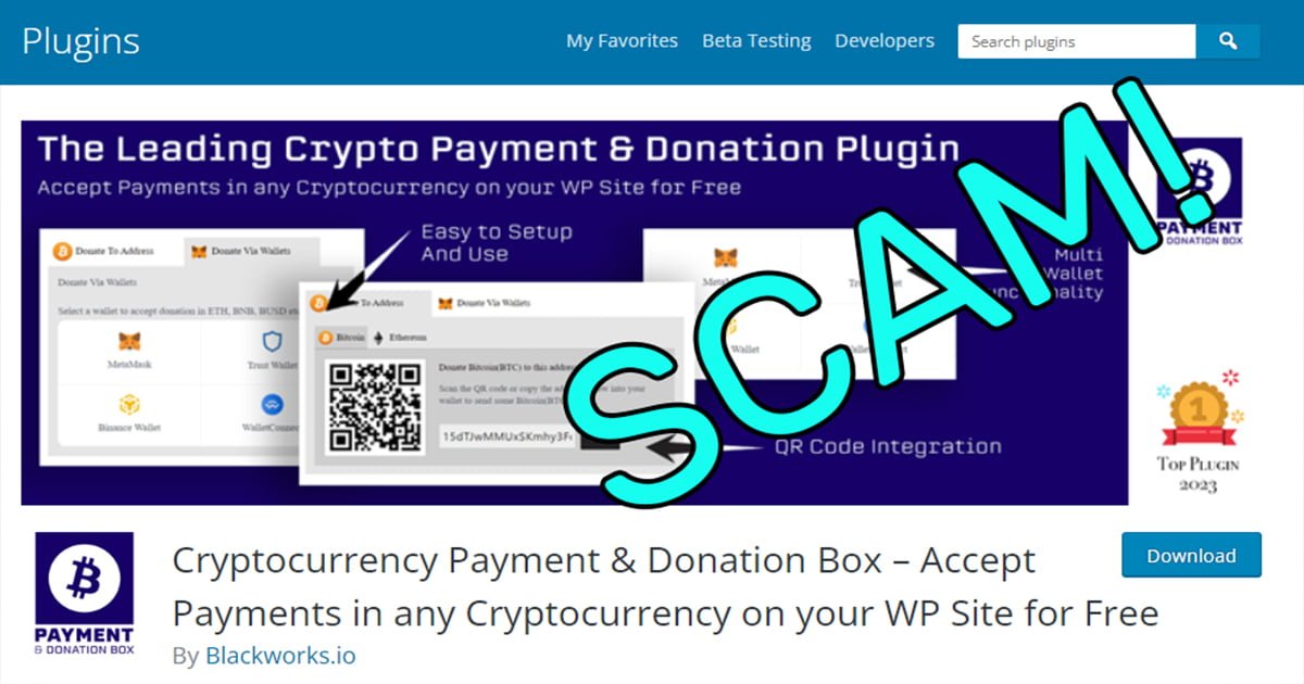 the most popular cryptocurrency donations plugin for wordpress is now a scam that steals crypto payment & donation box