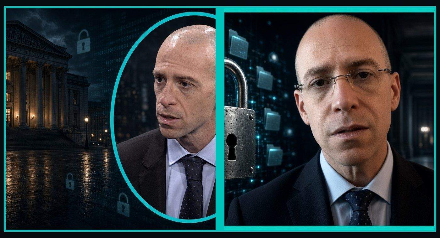 Two edited portraits of Zohar Pinhasi from the MonsterCloud ransomware case Side by side edited portraits of Zohar Pinhasi in teal frames tied to the MonsterCloud indictment